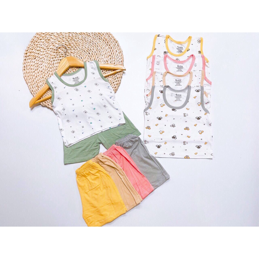 Bộ Ba Lỗ Petit ⚡𝑹𝑬̉ 𝑯𝑼̉𝒀 𝑫𝑰𝑬̣̂𝑻⚡ Chất Thun Lạnh Cực Mát Cho Bé Trai, Bé Gái (Sz 5-16kg)