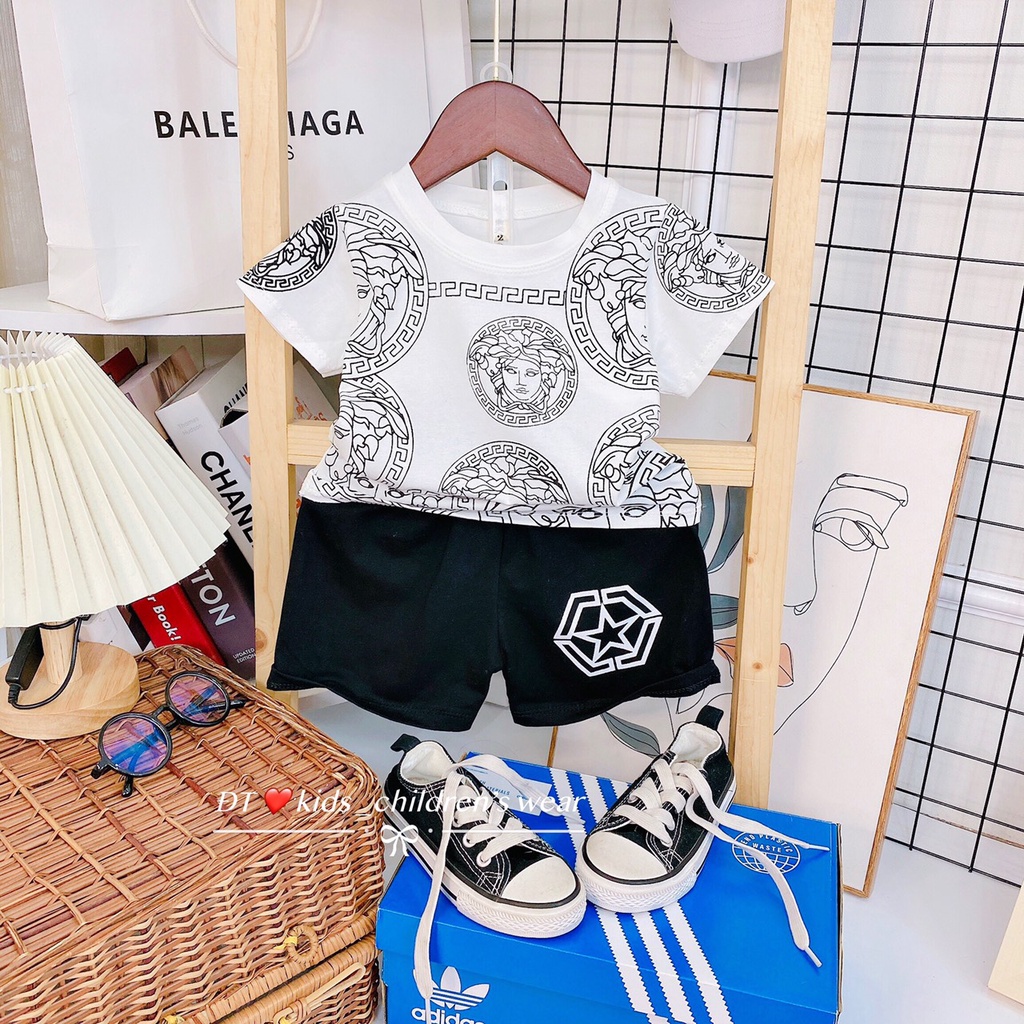 Bộ cộc tay cho bé trai in hình sành điệu -cá tính 8-30kg (M3)