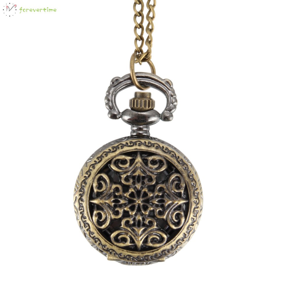 ☞ Phụ kiện trang sức☜ Fashion Vintage Women Pocket Watch Alloy Retro Hollow Out Flowers Pendant Clock Sweater Necklace Chain Watches Lady Gift