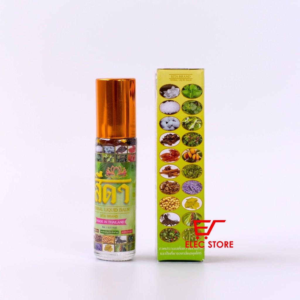 Bộ 12 chai dầu lăn thảo dược 22 vị Herbal Liquid Balm Sita Brand Thái Lan