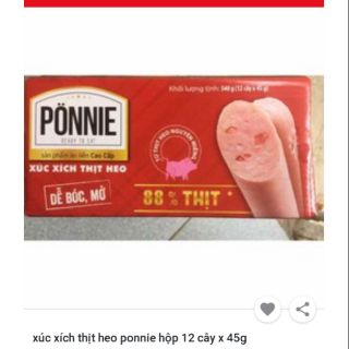 Xúc xích thịt heo ponnie hộp 12 cây x 45g