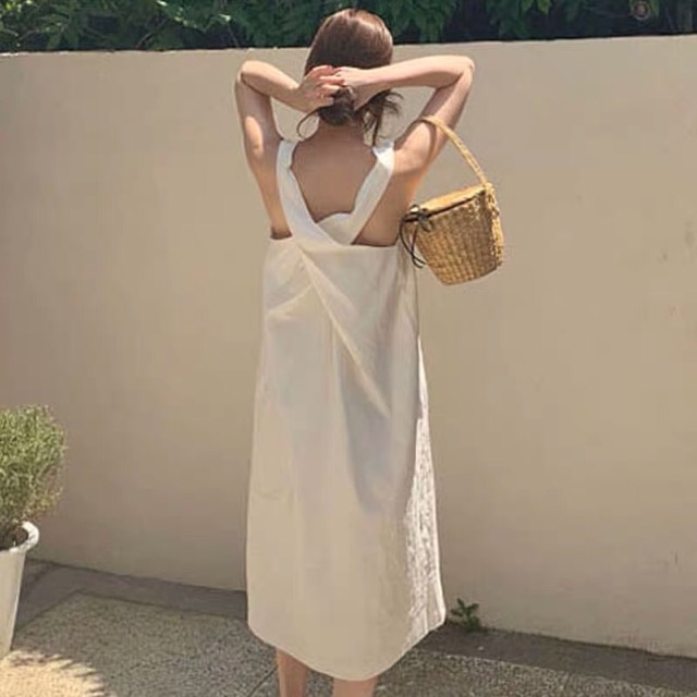 Đầmc chéo lưng hàn quốc có sẵn kèm ảnh thật