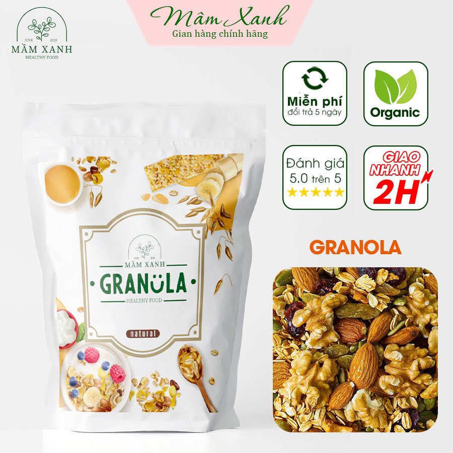 Ngũ cốc Ăn Kiêng Granola 500gr Nhà Mầm, Ngũ cốc Giảm Cân siêu Hạt và Quả đầy đủ dưỡng chất