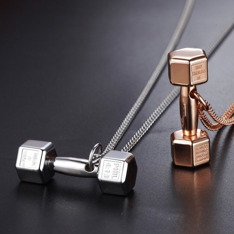 Vòng cổ kim loại mặt hình quả tạ phong cách cá tính cho nam nữ