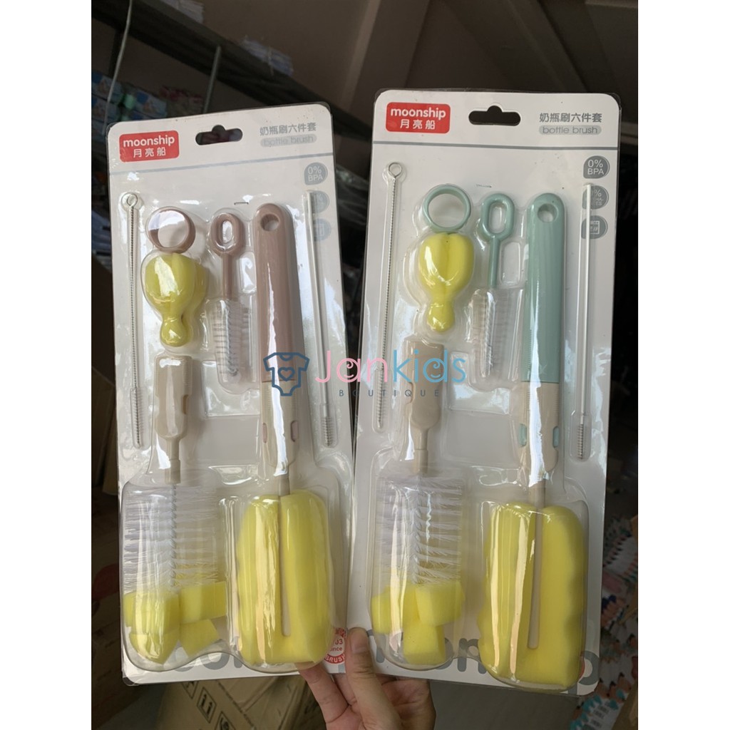 Bộ cọ Bình Sữa Và Núm Ti MoonShip 6 chi tiết
