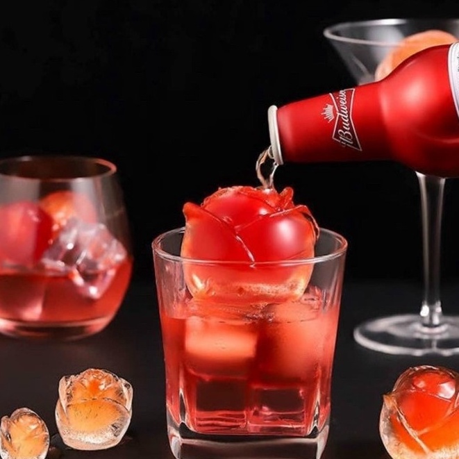 Khay đá hoa hồng silicon có nắp