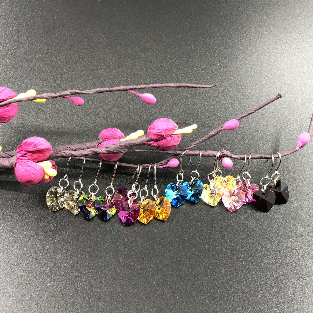 Bông Tai Pha Lê Hình Trái Tim S10mm Được Thiết Kế Từ Pha Lê Swarovski