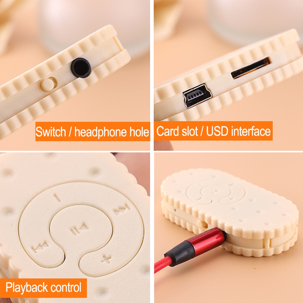 Máy nghe nhạc VIRWIR mini hình bánh Quy hỗ trợ thẻ nhớ micro TF 16GB