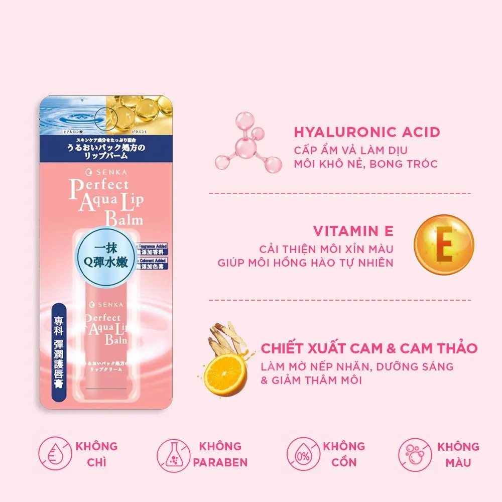 Son dưỡng môi cấp ẩm Senka Perfect Aqua Lip Balm 4.5g