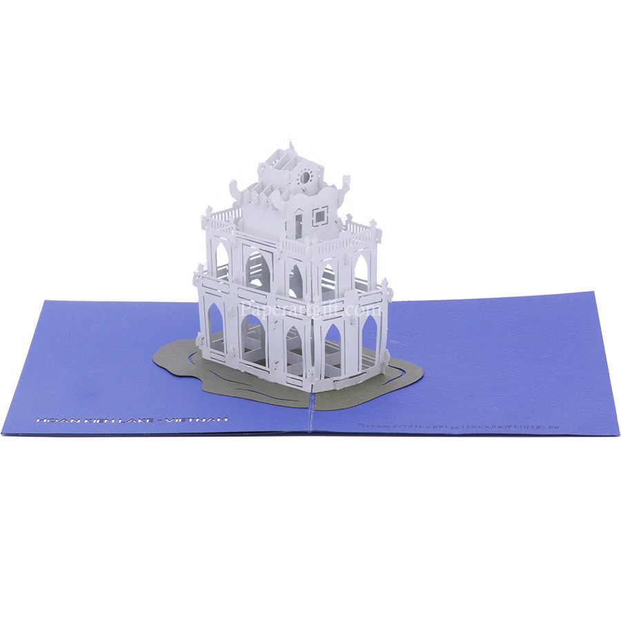 Thiệp nổi 3D Tháp Rùa Hồ Gươm, thiệp kiến trúc Việt Nam, thiệp chúc mừng- Paper Art Gift - PNP111
