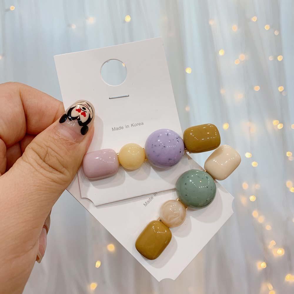 Set 2 Kẹp Tóc Bằng Nhựa Resin Dễ Thương Nhiều Màu Sắc Phong Cách Hàn Quốc Cho Nữ