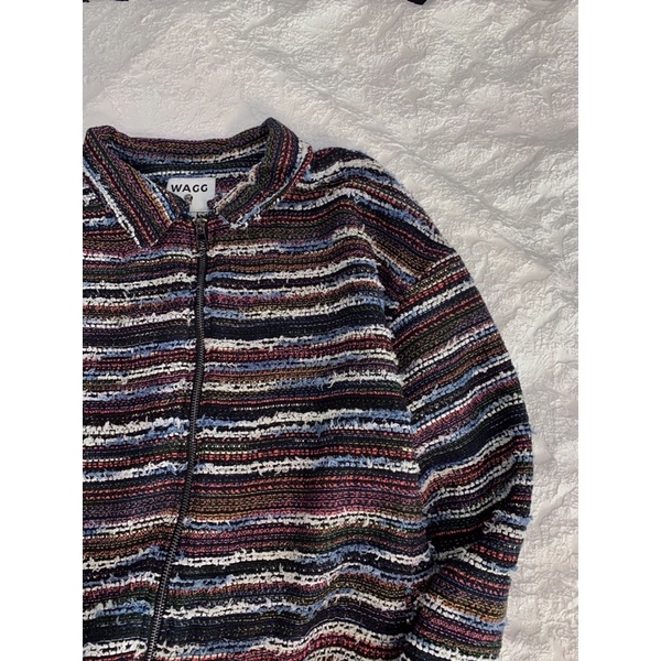 Áo khoác len mỏng text chỉ màu WAGG