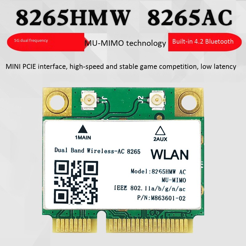 MIMO Ăng Ten Wifi 8265 Ac 8db 1200m 2.4 / 5g Mini Pcie Bluetooth 4.2 Cho Win-Mmo / Win7 Win 8 Win 10 Linux | BigBuy360 - bigbuy360.vn