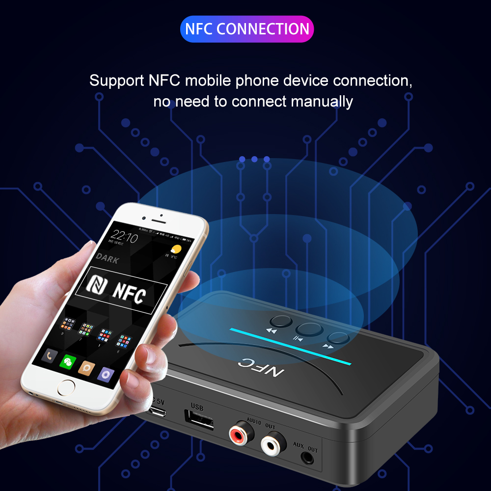 Thiết Bị Kết Nối NFC Bluetooth 5.0 Jack 3.5mm Cho Loa Xe Hơi Tiện Dụng