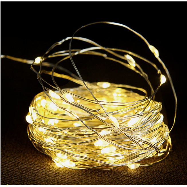 Đèn Dây Led Đom Đóm 2m Trang Trí Dùng Pin Hạt Nút
