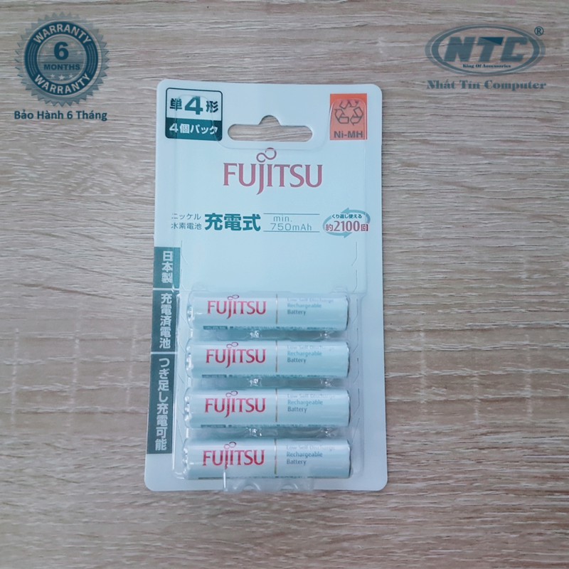 Pin sạc AAA Fujitsu 750mAh vỉ 4 Viên made in JAPAN - nội địa Nhật Bản (trắng)