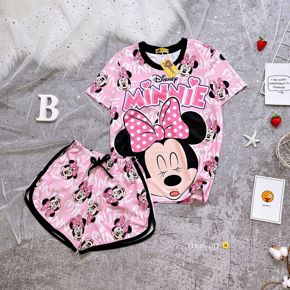 Bộ Ngủ Pijama Thun Lạnh 3D Cao Cấp Tay Ngắn Quần Đùi Họa Tiết Hoạt Hình Dễ Thương P3