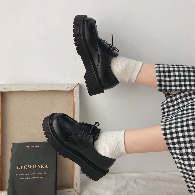 Giày boot cổ thấp Oxford đế dày thời trang