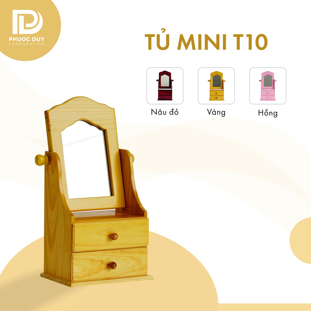 Tủ mini để bàn đa năng - Tủ nữ trang mỹ phẩm T10 có gương