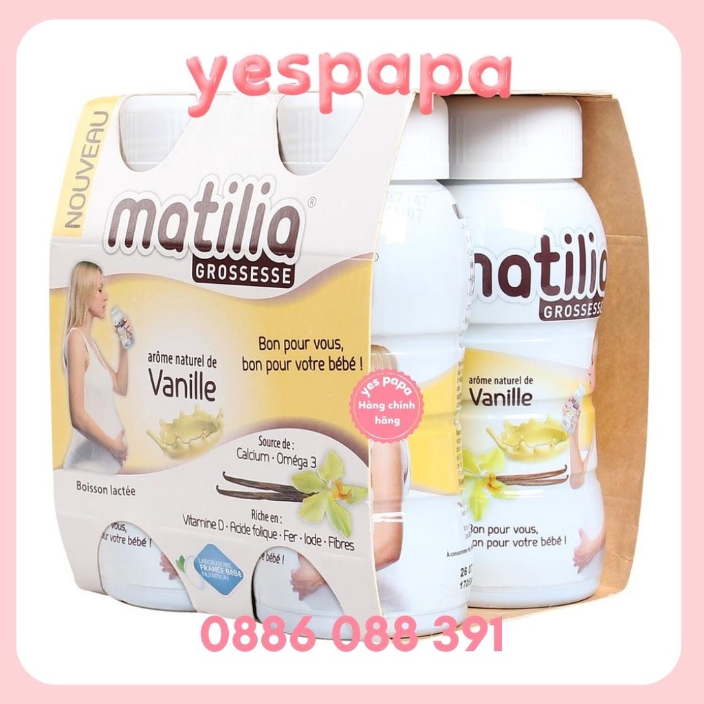 Sữa pha sẵn Matilia Chocolate Pháp chai 200ml dành cho bà Bầu