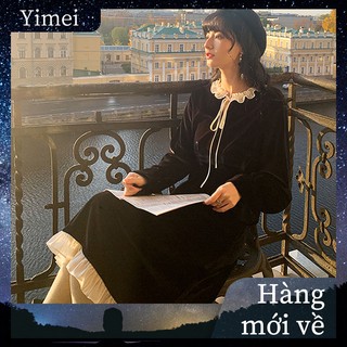 Korean fashion French women's velvet dress