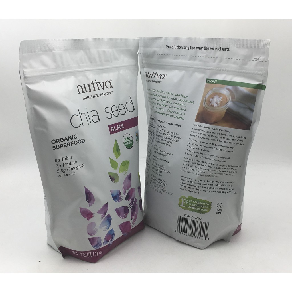 Combo 2 bịch Chia Nutiva hàng Mỹ, Khối lượng 907g x 2.