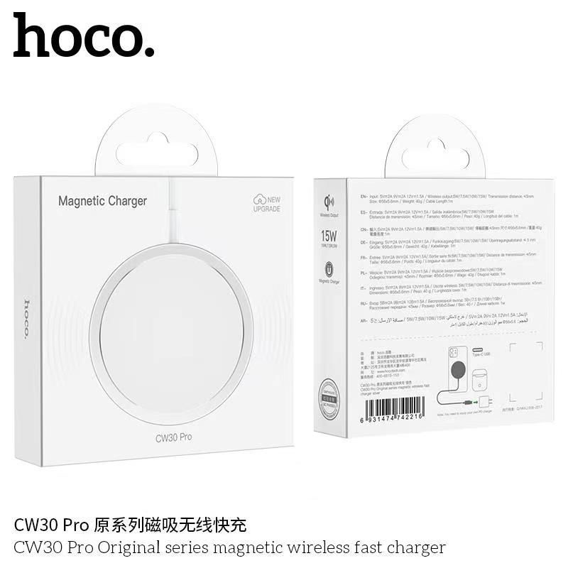 Bộ Sạc Không Dây Hoco CW30 - 15W hỗ trợ sạc định vị từ tính