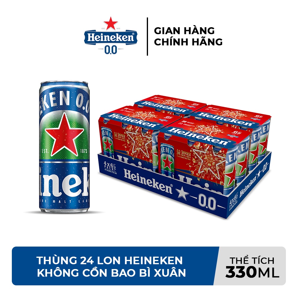 GIAO NHANH HCM - Thùng 24 lon bia không cồn Heineken 0.0 330ml/lon
