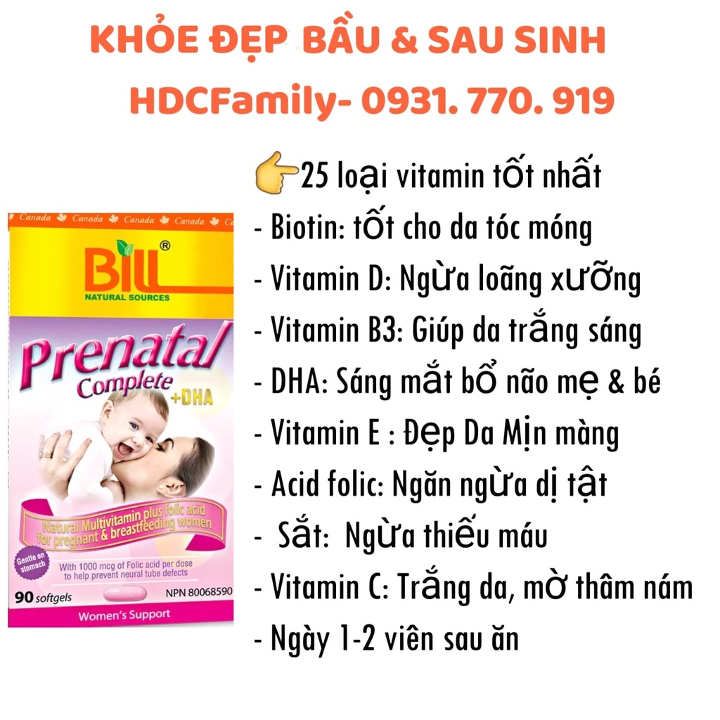 Vitamin ĐẸP DA cho bà bầu và sau sinh HDCFamily Canada