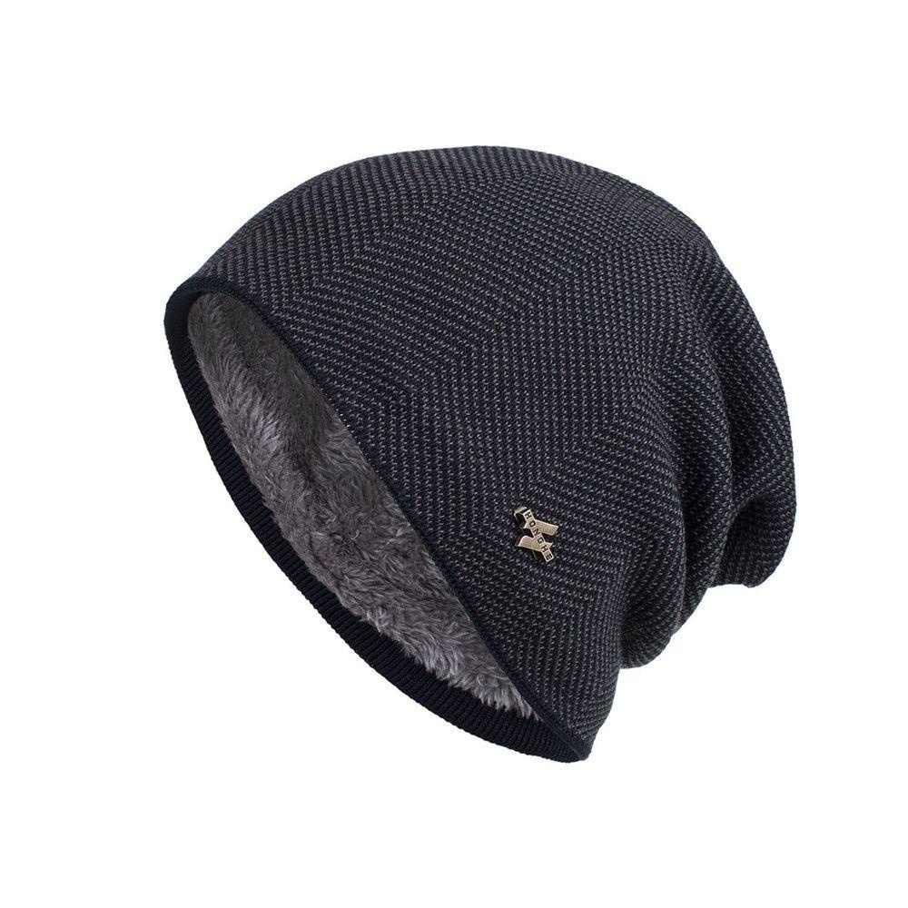 Mũ Beanie Dệt Kim Màu Trơn Dày Dặn Cho Nam