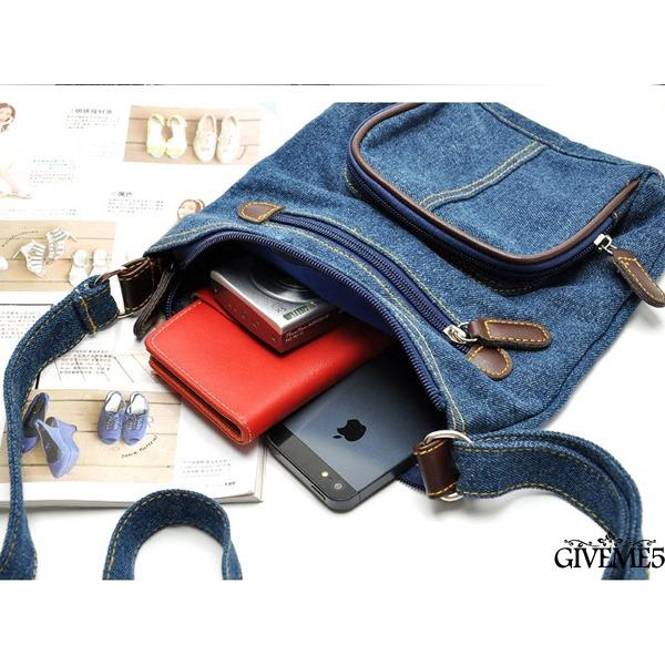Túi đeo vai màu trơn chất liệu denim thời trang cho nữ