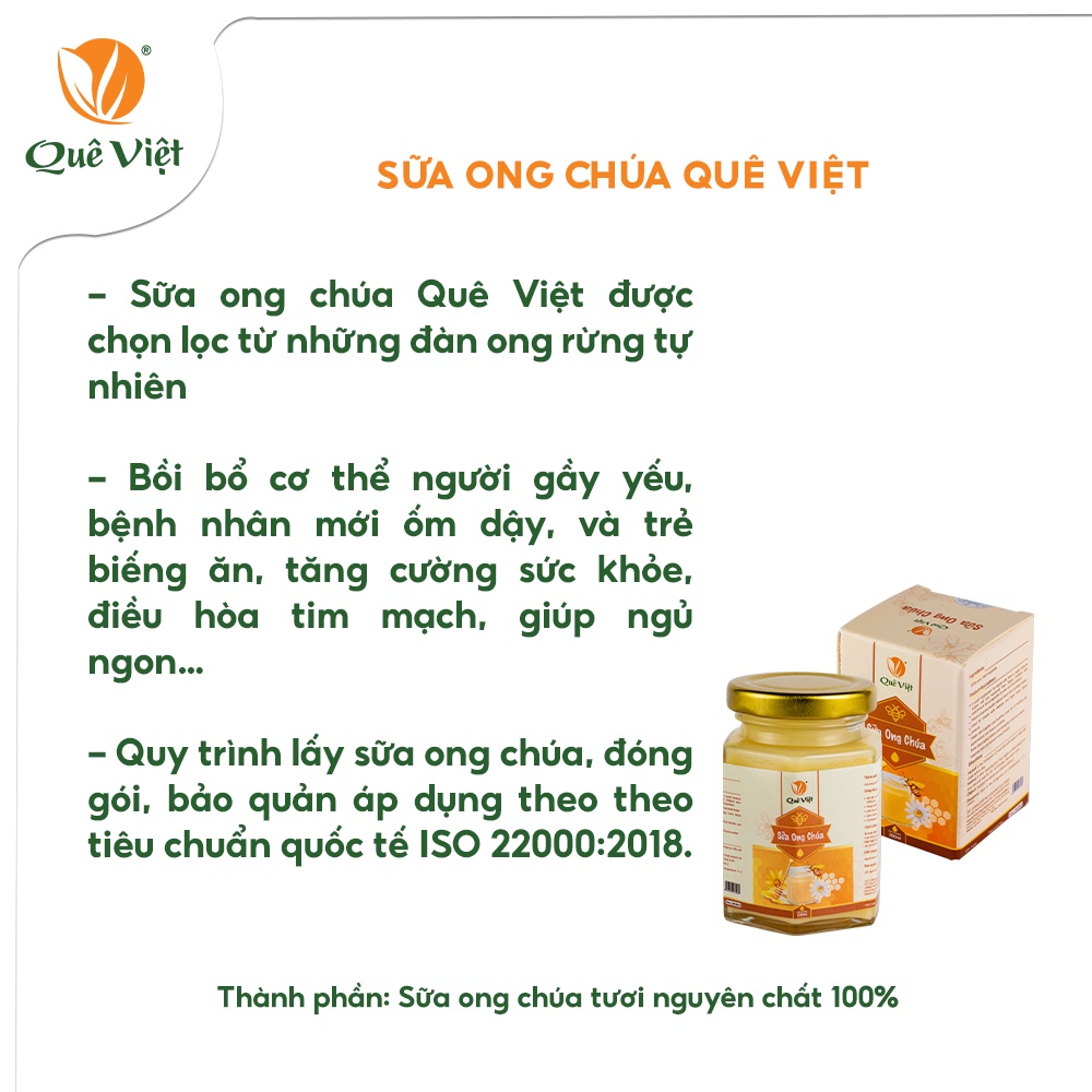 Sữa ong chúa nguyên chất Quê Việt bồi bổ cơ thể, tăng cường sức khoẻ 100ml