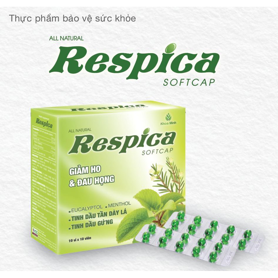 Viên dầu RESPICA Softcap  - Hỗ trợ giảm ho, đau họng