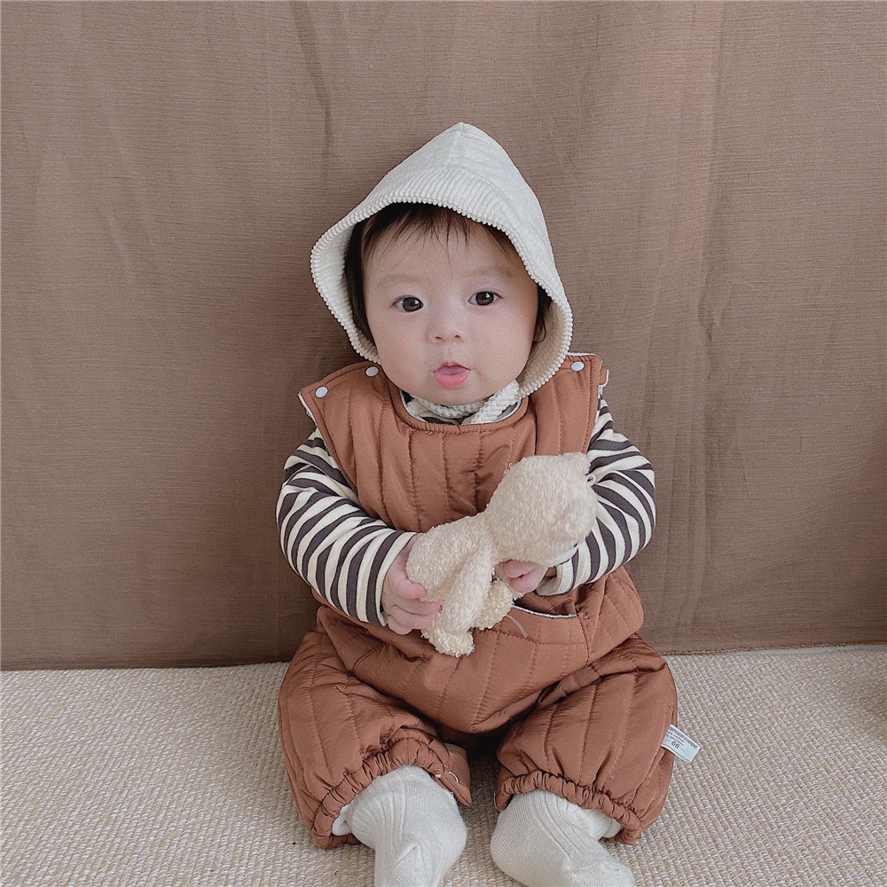 Bộ áo liền quần hình gấu giữ ấm mùa đông thích hợp cho bé từ 0-24 tháng tuổi