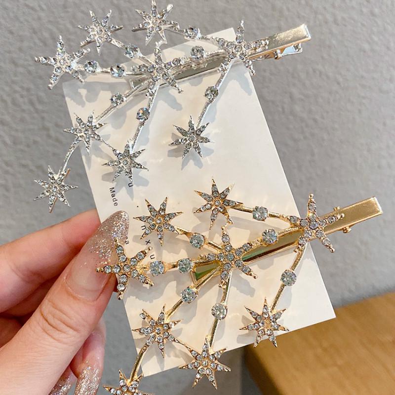 Kẹp tóc đính đá tạo hình ngôi sao kiểu dáng Hàn cho nữ