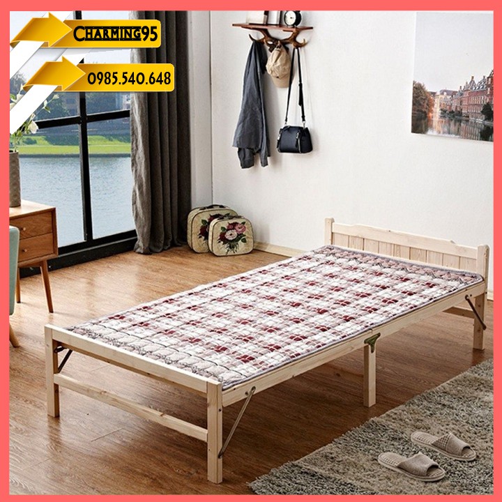 RE0555 Giường gỗ thông gấp gọn 60x195cm tặng nệm gối - Giường xếp gỗ thông