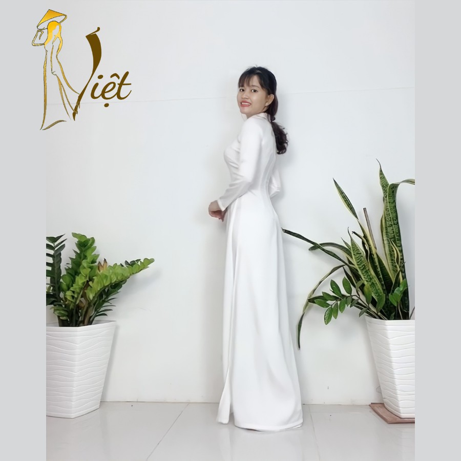 Áo dài trắng đi học học sinh nữ cấp 3 chụp hình kỷ yếu truyền thống may sẵn lụa tây thi loại 1