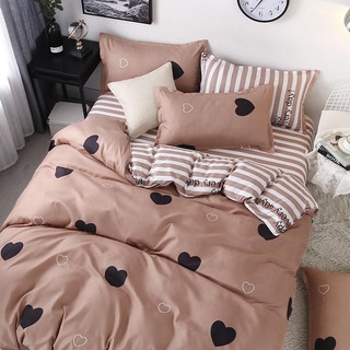 Set chăn ga gối poly cotton tim be ga kẻ sọc (kèm ảnh thật)