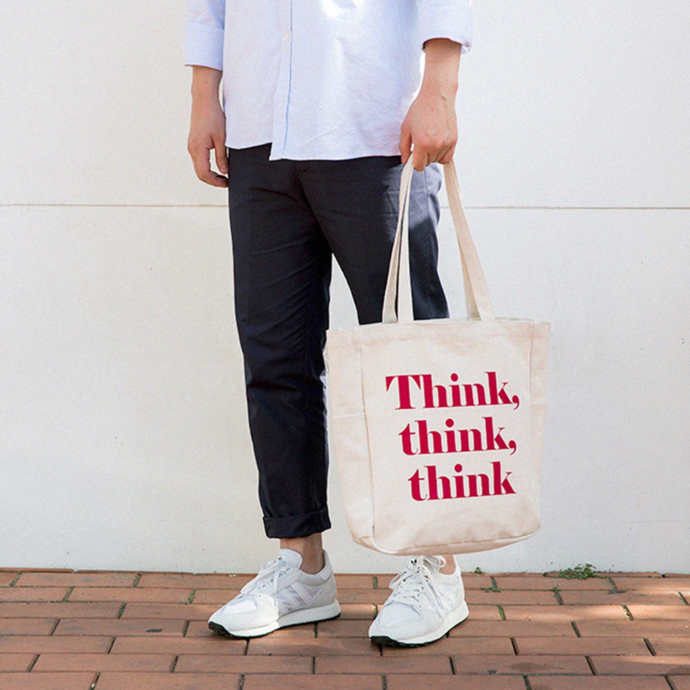 Túi Vải Tote Ginko Unisex Phong Cách Hàn Quốc In Hình Think, Think, Think (nhiều mẫu)