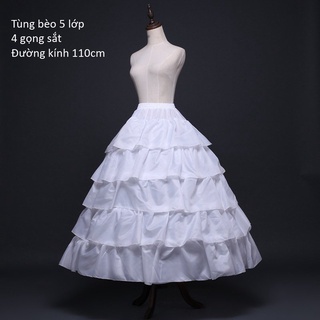 Tùng váy cưới 4 tầng, tùng làm phồng váy cưới lá sen 2 lớp
