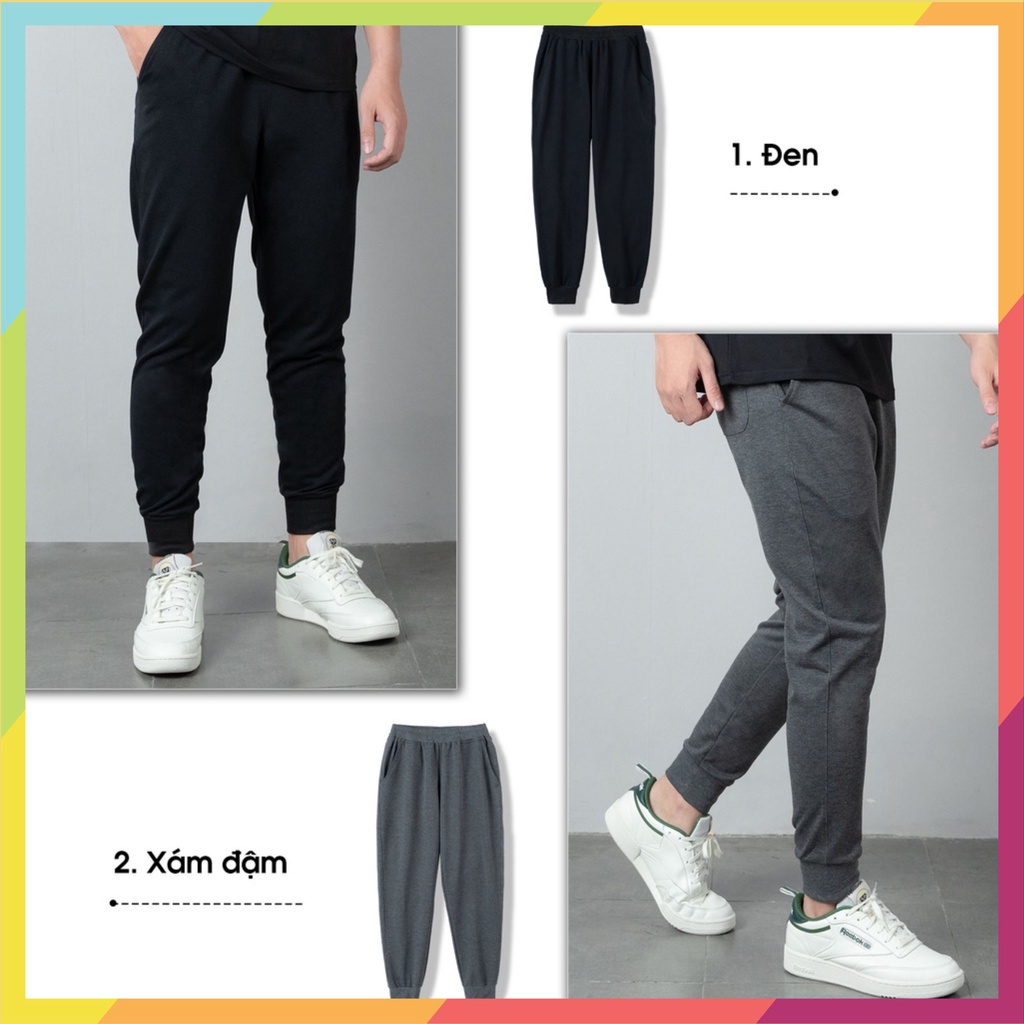 Quần Jogger nam OWEN MENSWEAR thể thao trơn chất liệu cotton da cá co giãn 4 chiều, thấm hút mồ hôi 2 màu