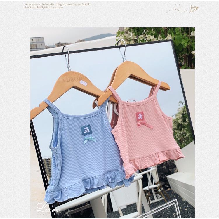 [Babycat Hàng Có Sẵn Hàng Có Sẵn Áo Hai Dây Mỏng Liền Mạch Nhỏ Phong Cách Nhật Bản Hàn Quốc Thời Trang Mùa Hè Cho Bé Gái