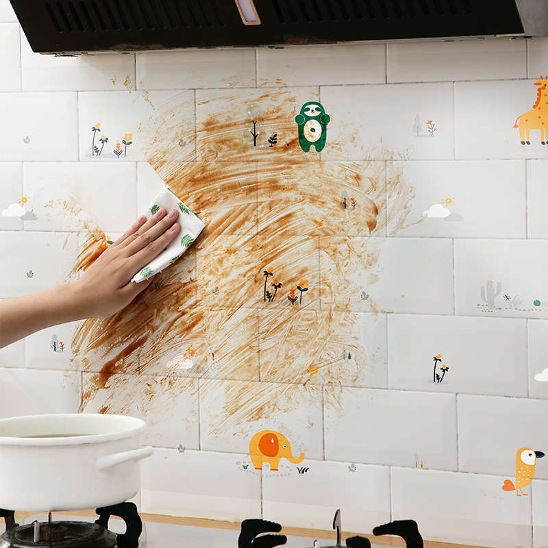 Giấy dán tường bếp chống dầu hình động vật ngộ nghĩnh