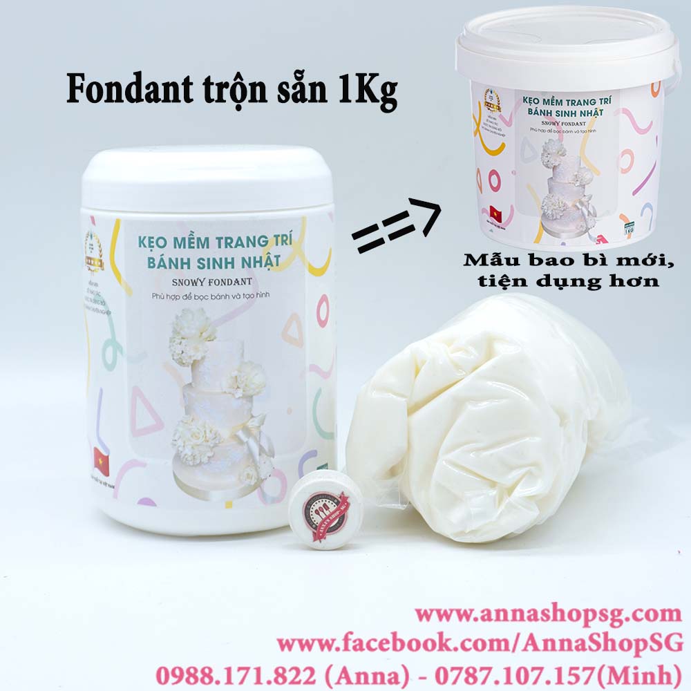 1Kg FONDANT TRỘN SẴN SNOWY-TRẮNG