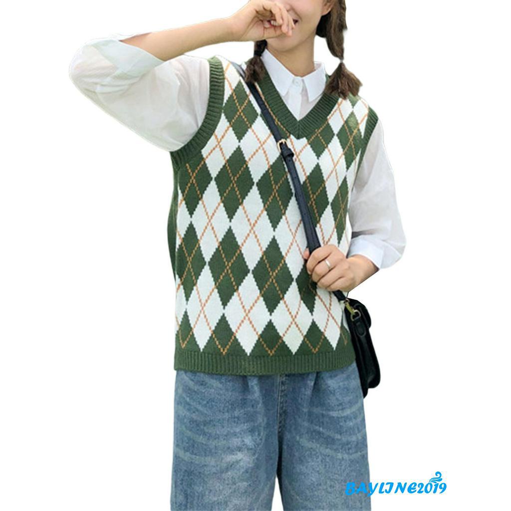 Áo sweater không tay cỗ chữ V phong cách thời trang quyến rũ