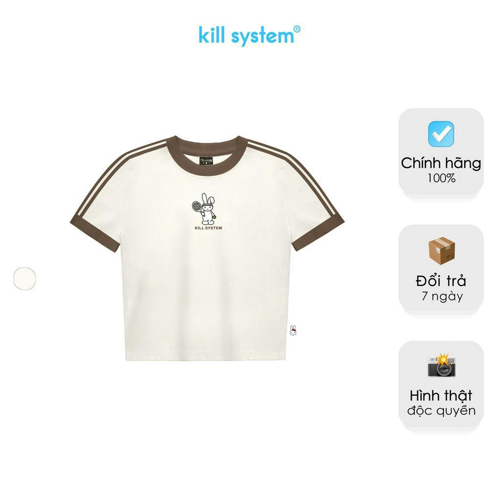 Áo thun baby tee Kill System Minji màu kem chất thun co giãn