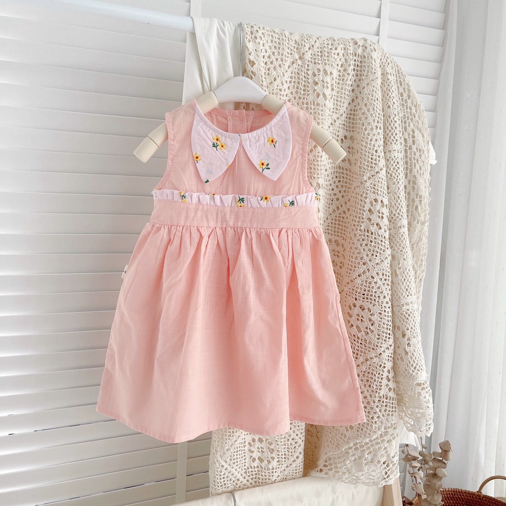 Váy hè sát nách cổ phối tai mèo cho bé 8-21kg (1-6 tuổi)