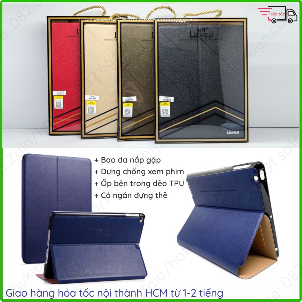 Bao da i Pad Mini 1 2 3 4 5 (9.7 inch) da xịn, ngăn đựng thẻ, chống xem phim tiện lợi