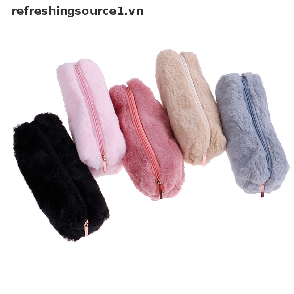 1 túi đựng bút/ đồ trang điểm bằng lông nhung dễ thương dành cho nữ