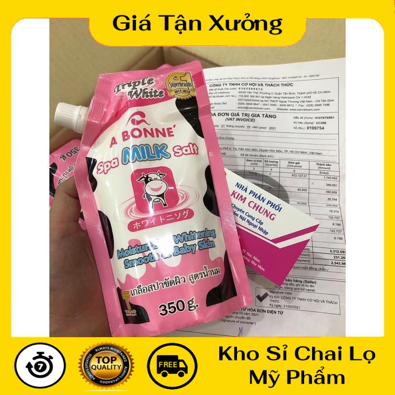 Tẩy Da Chết ❤ [Hàng chuẩn] Muối tắm sữa bò tẩy tế bào chết 350g, nguyên liệu, công thức làm kem trộn body trắng da.